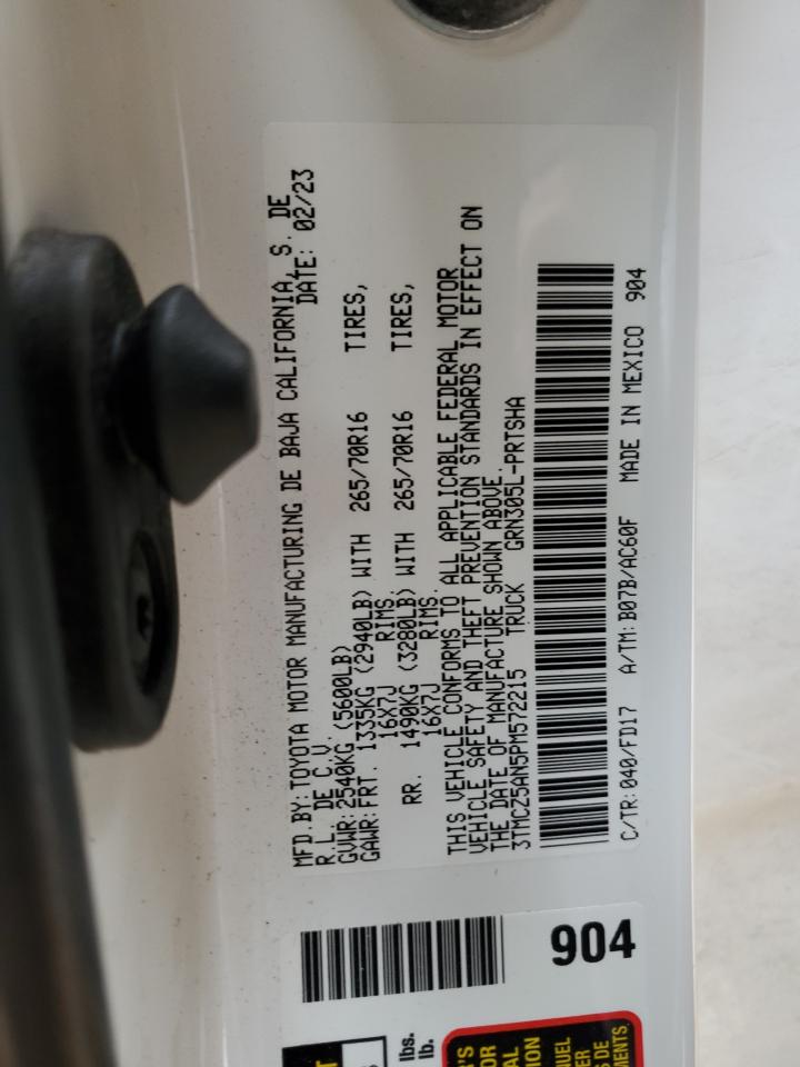 2023 TOYOTA TACOMA DOUBLE CAB VIN:3TMCZ5AN5PM572215