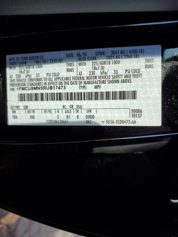 2024 FORD ESCAPE ST LINE VIN:1FMCU9MN5RUB17473