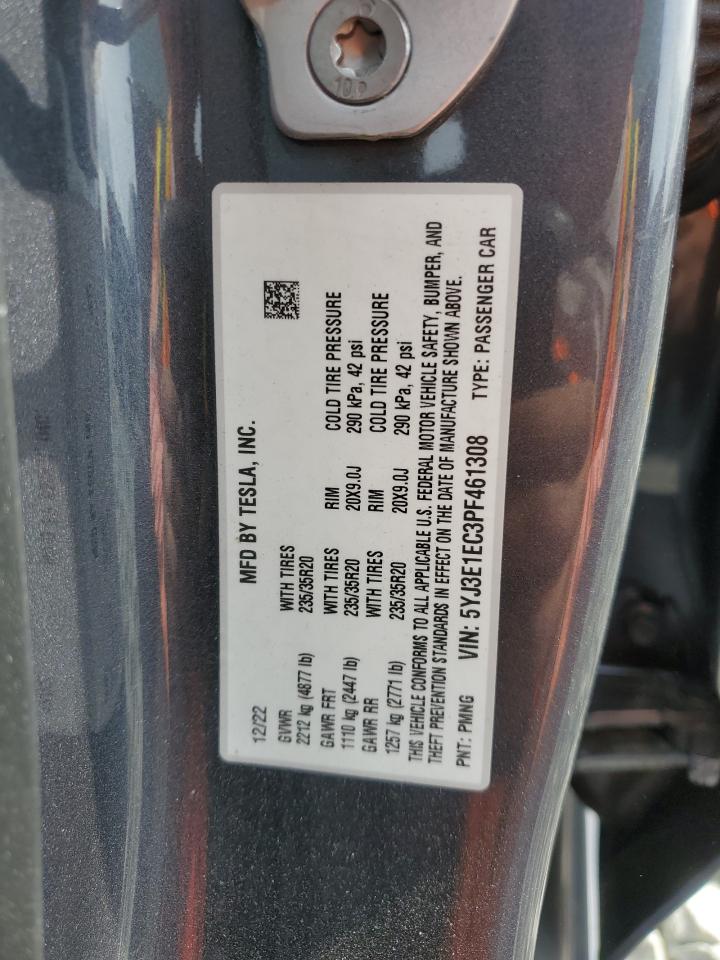 2023 TESLA MODEL 3 VIN:5YJ3E1EC3PF461308