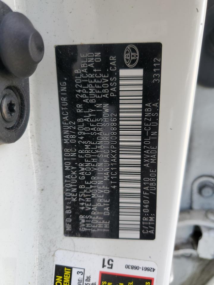 2023 TOYOTA CAMRY LE VIN:4T1C11AKXPU088862