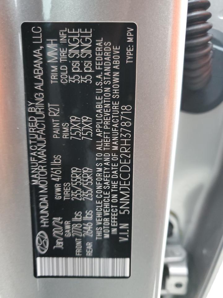 2024 HYUNDAI TUCSON LIMITED VIN:5NMJECDE2RH378718