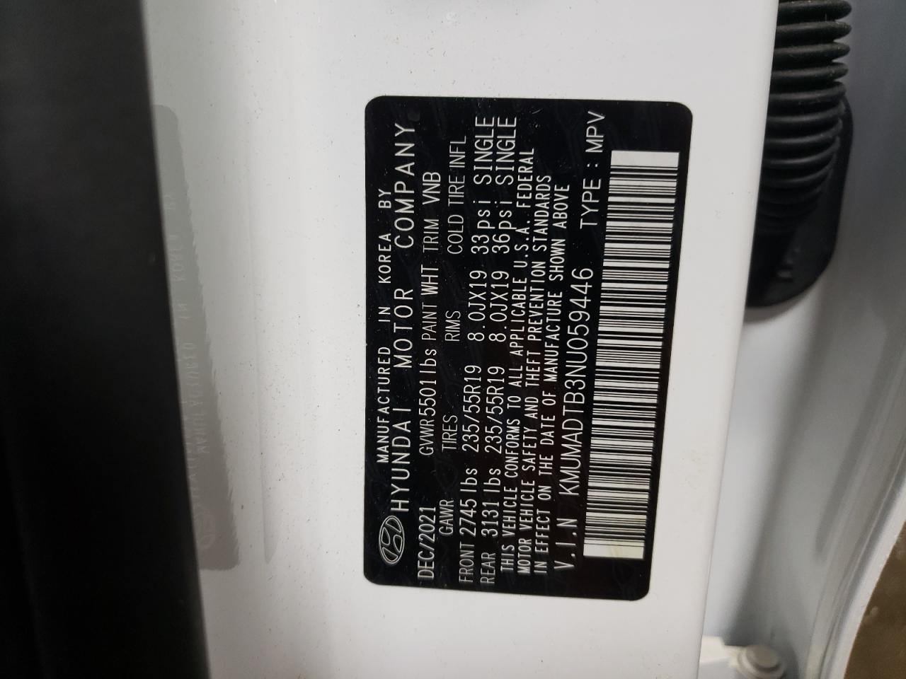 2022 GENESIS GV70 BASE VIN:KMUMADTB3NU059446