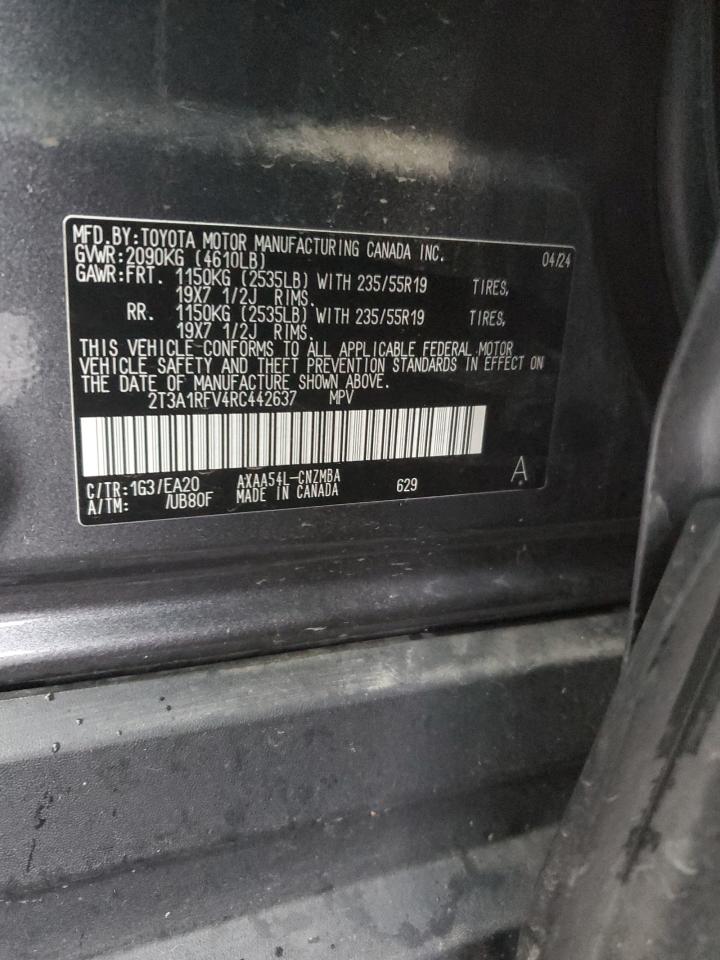 2024 TOYOTA RAV4 XLE PREMIUM VIN:2T3A1RFV4RC442637