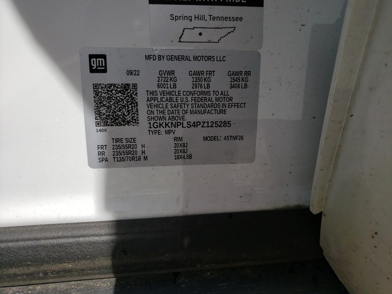 2023 GMC ACADIA DENALI VIN:1GKKNPLS4PZ125285