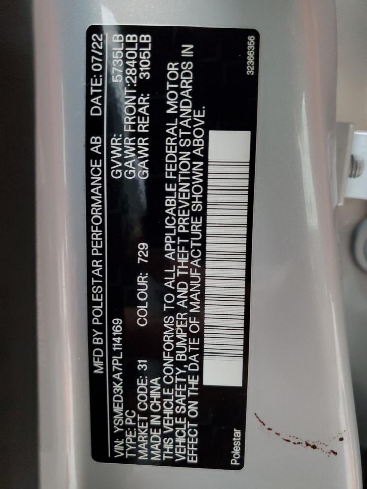2023 POLESTAR 2 VIN:YSMED3KA7PL114169