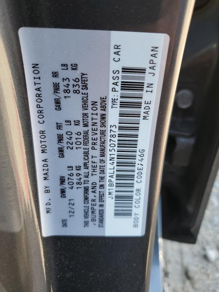 2022 MAZDA 3 PREFERRED VIN:JM1BPALL4N1507873