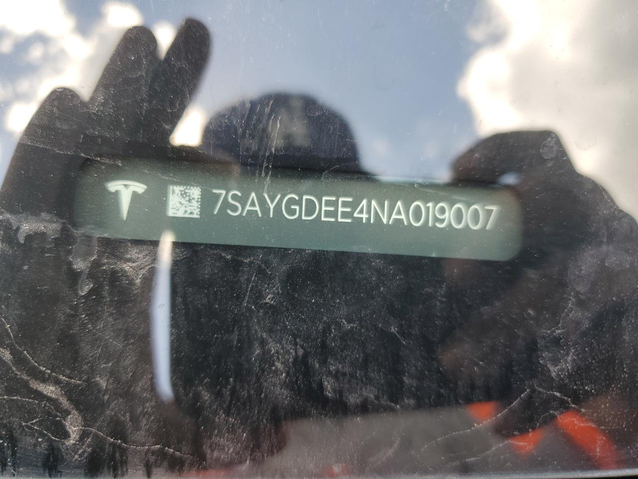 2022 TESLA MODEL Y VIN:7SAYGDEE4NA019007