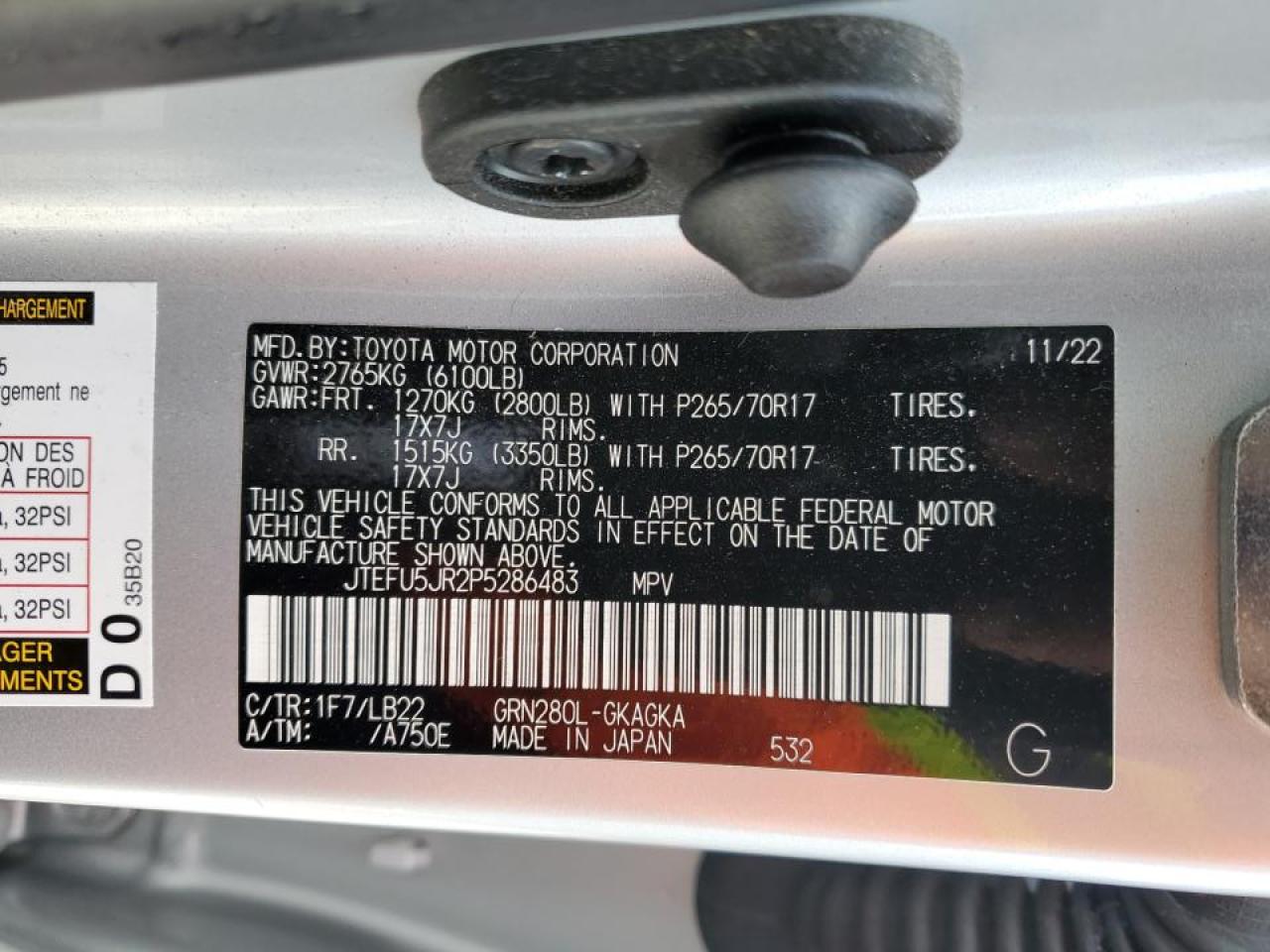 2023 TOYOTA 4RUNNER SR5 VIN:JTEFU5JR2P5286483