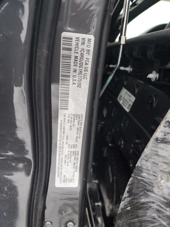 2024 DODGE DURANGO GT VIN:1C4RDJDG1RC175152