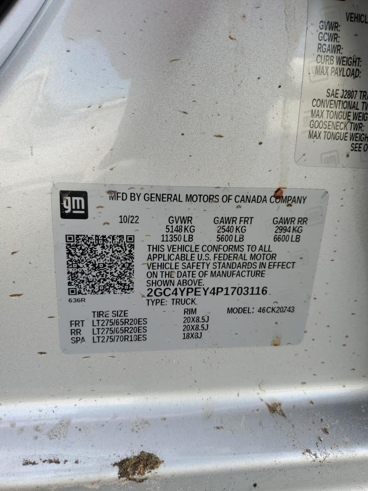 2023 CHEVROLET SILVERADO K2500 HEAVY DUTY LTZ VIN:2GC4YPEY4P1703116