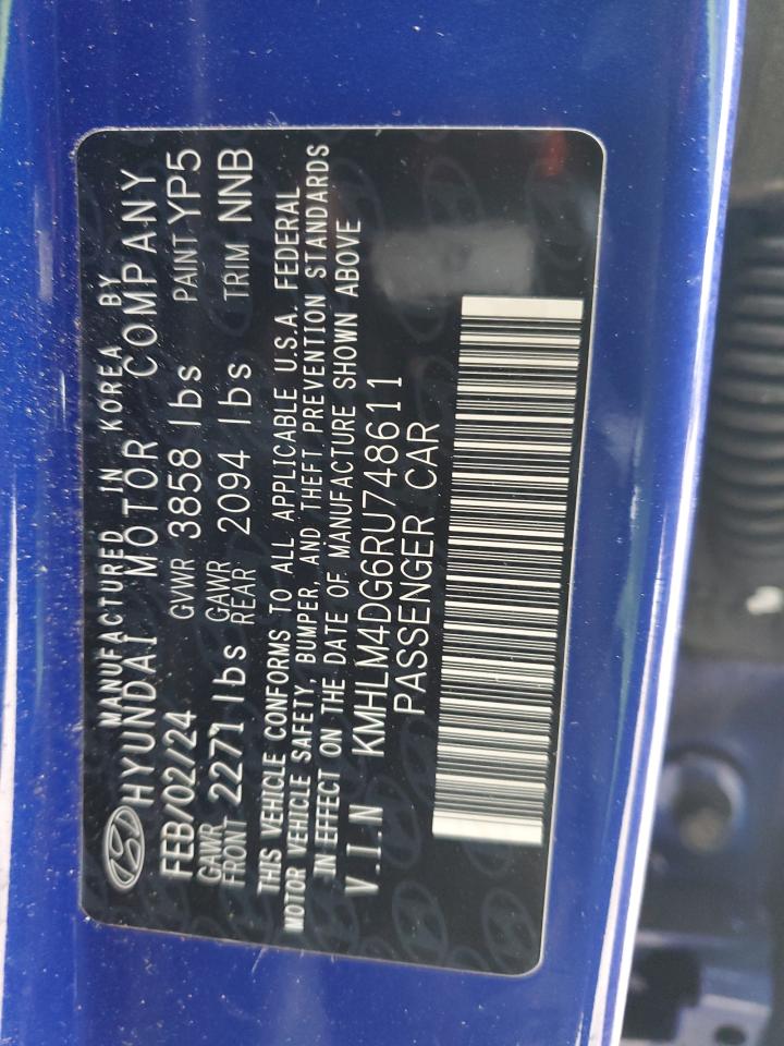 2024 HYUNDAI ELANTRA SEL VIN:KMHLM4DG6RU748611