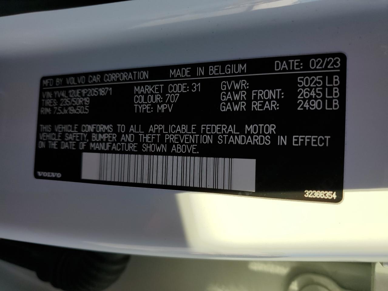 2023 VOLVO XC40 PLUS VIN:YV4L12UE1P2051871