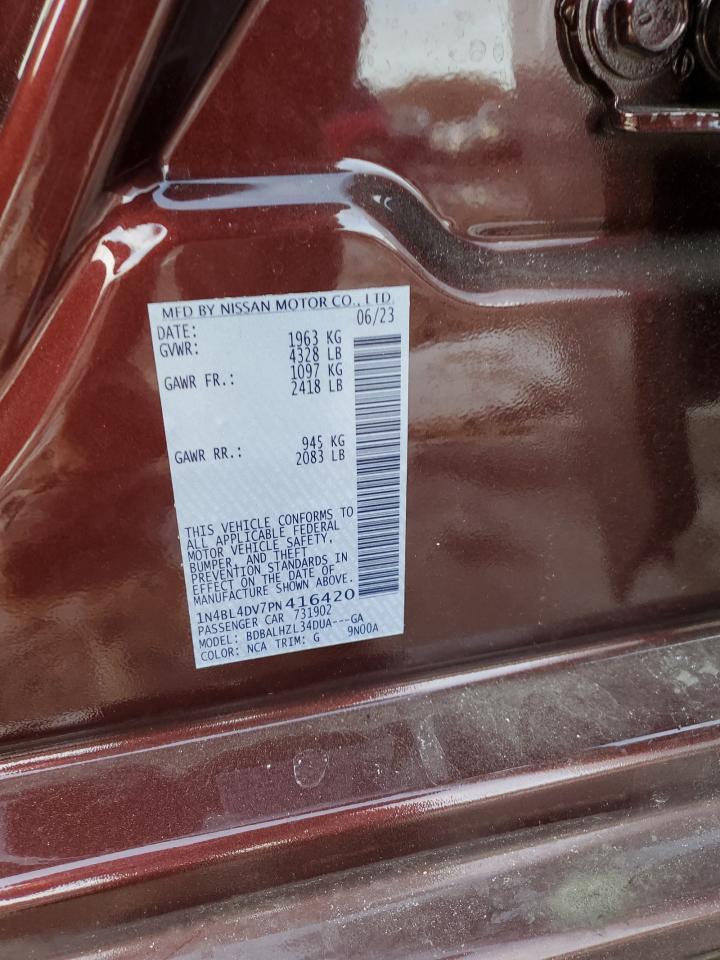 2023 NISSAN ALTIMA SV VIN:1N4BL4DV7PN416420
