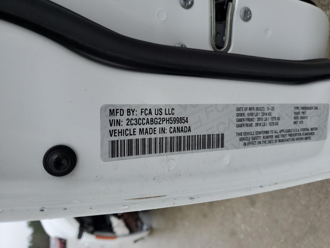 2023 CHRYSLER 300 S VIN:2C3CCABG2PH599854