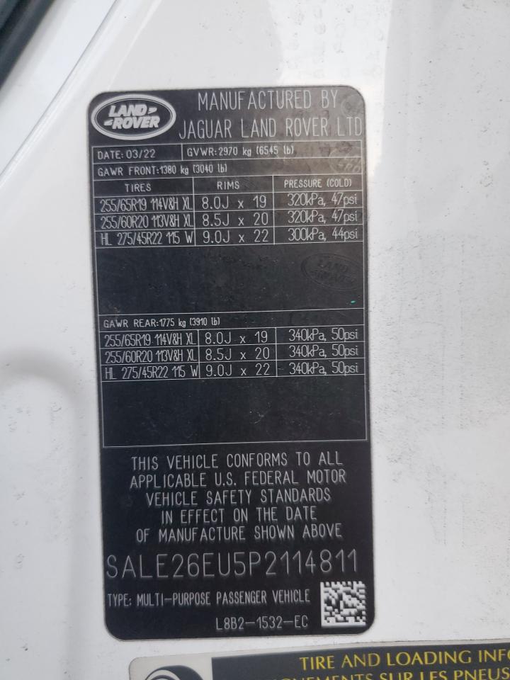 2023 LAND ROVER DEFENDER 90 X-DYNAMIC SE VIN:SALE26EU5P2114811