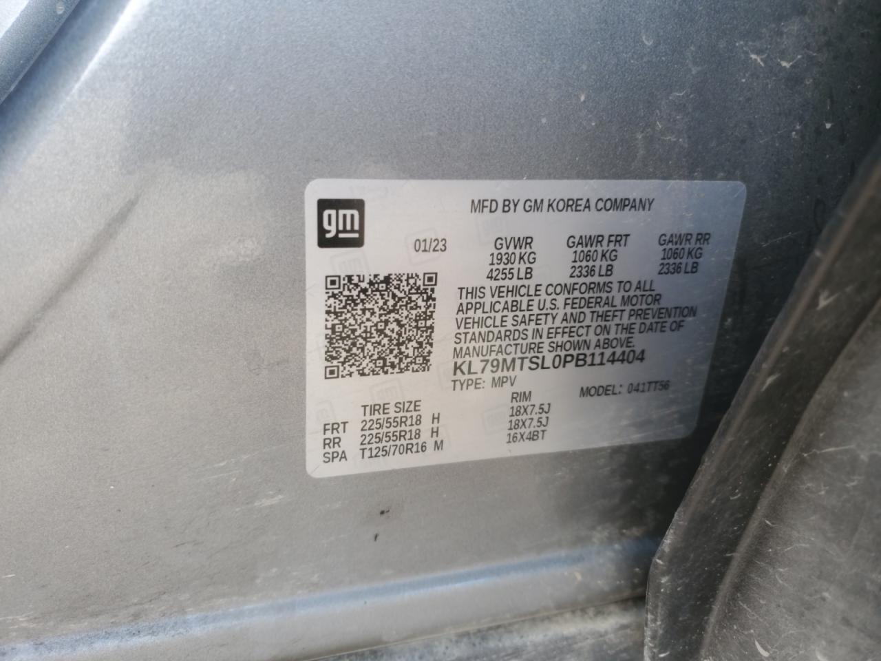 2023 CHEVROLET TRAILBLAZER RS VIN:KL79MTSL0PB114404