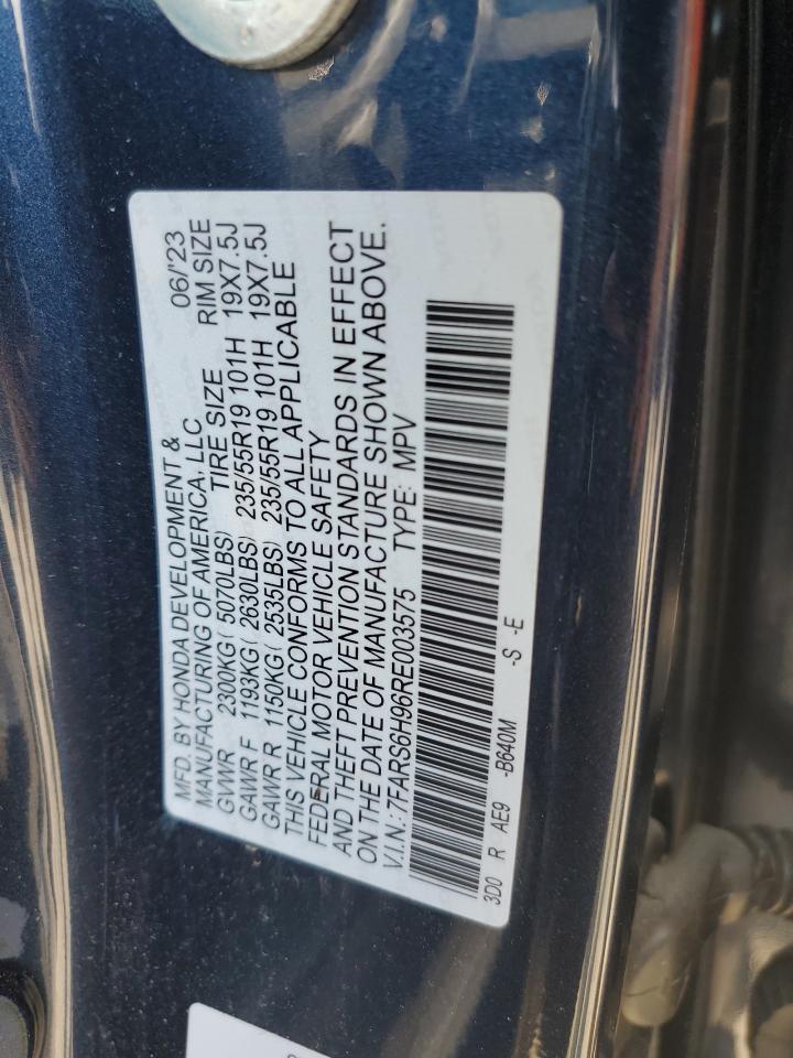 2024 HONDA CR-V SPORT TOURING VIN:7FARS6H96RE003575
