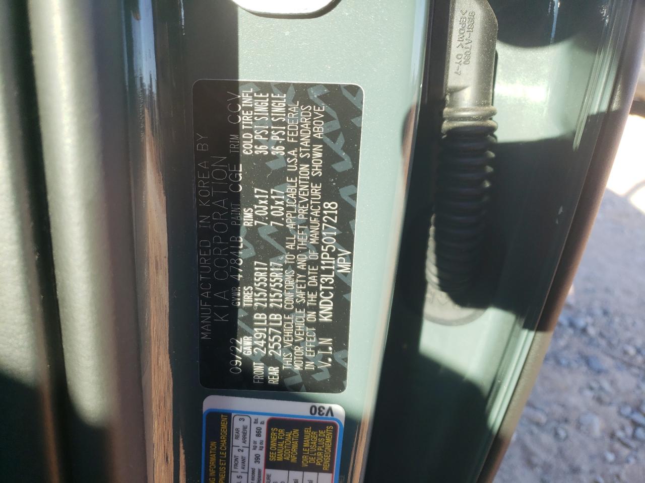 2023 KIA NIRO WAVE VIN:KNDCT3L11P5017218