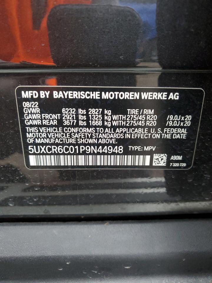 2023 BMW X5 XDRIVE40I VIN:5UXCR6C01P9N44948