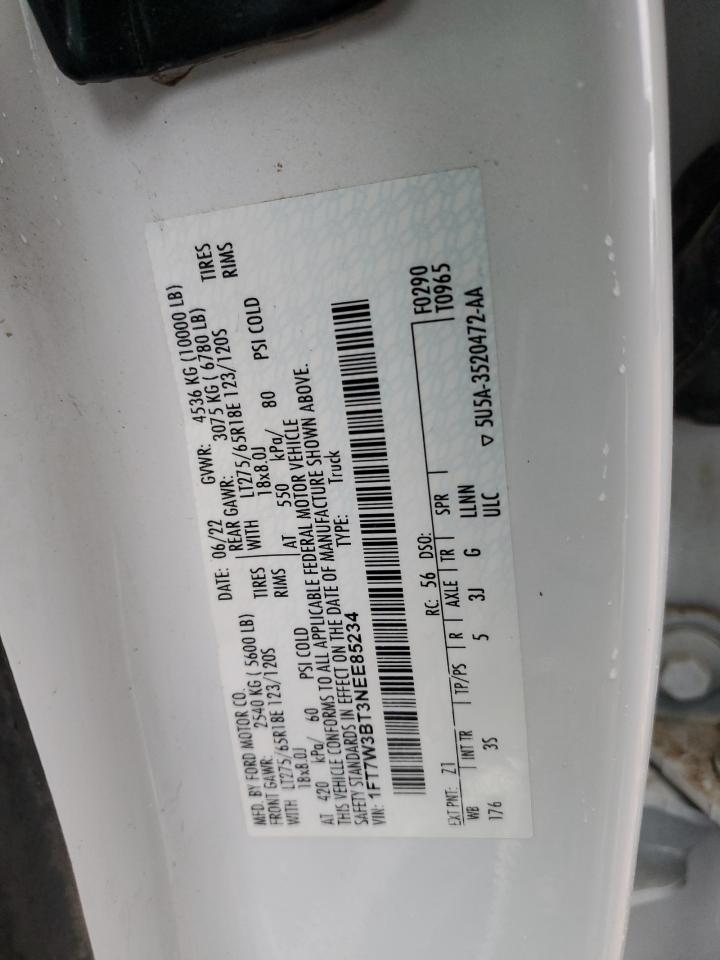 2022 FORD F350 SUPER DUTY VIN:1FT7W3BT3NEE85234
