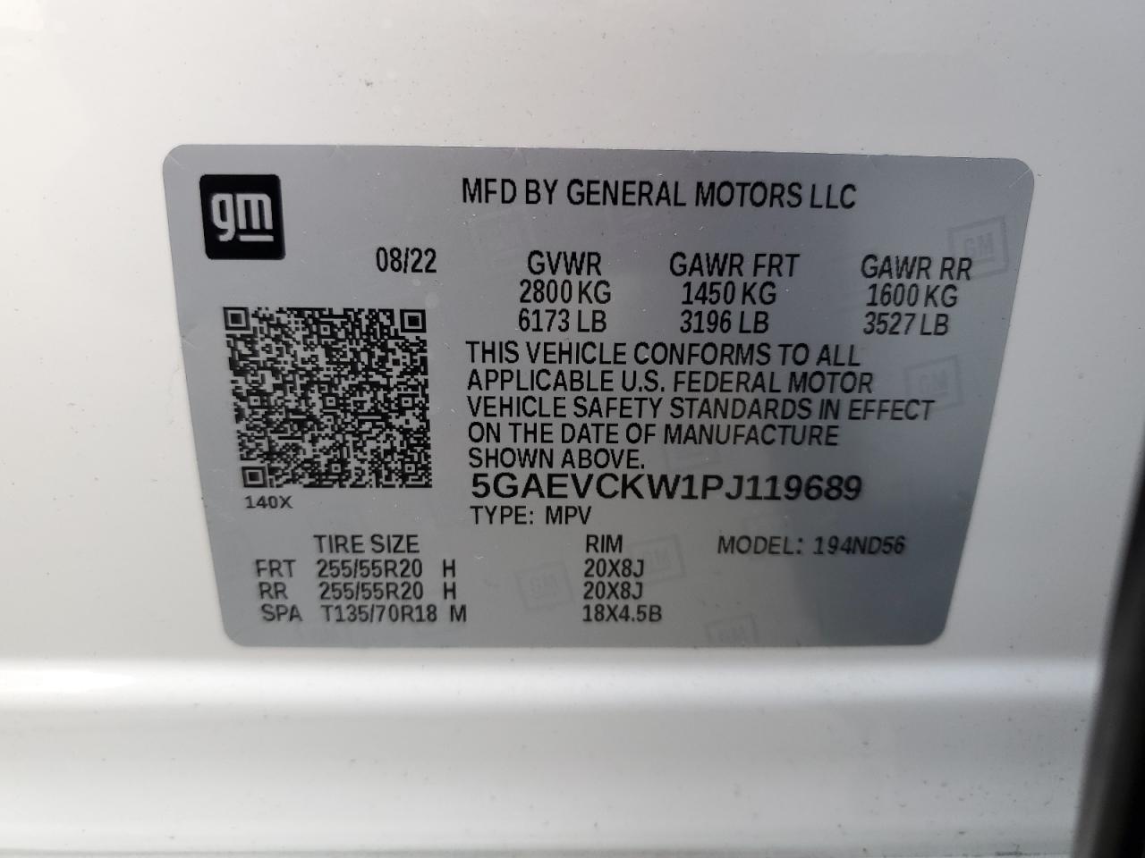 2023 BUICK ENCLAVE AVENIR VIN:5GAEVCKW1PJ119689