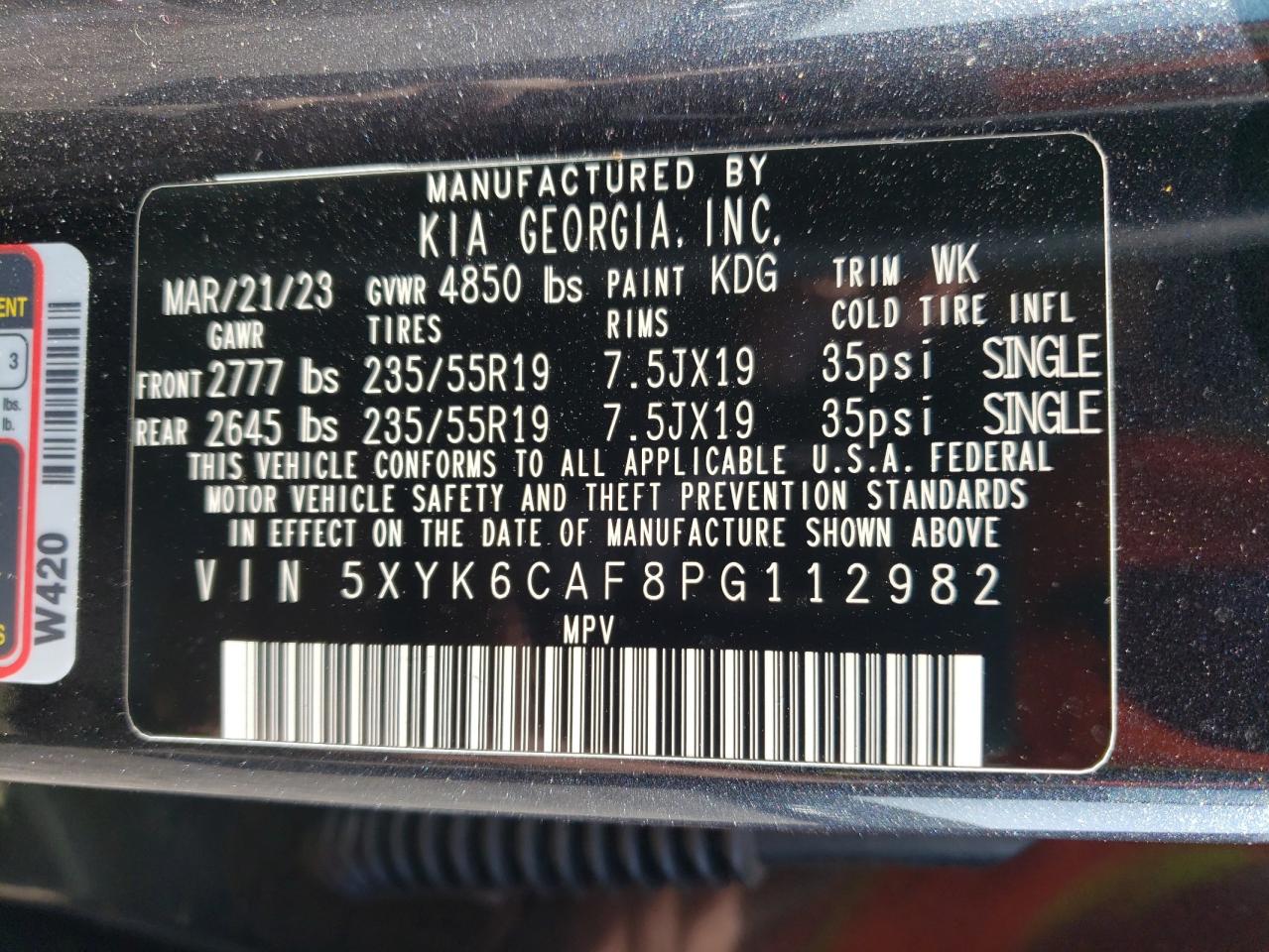 2023 KIA SPORTAGE X LINE VIN:5XYK6CAF8PG112982