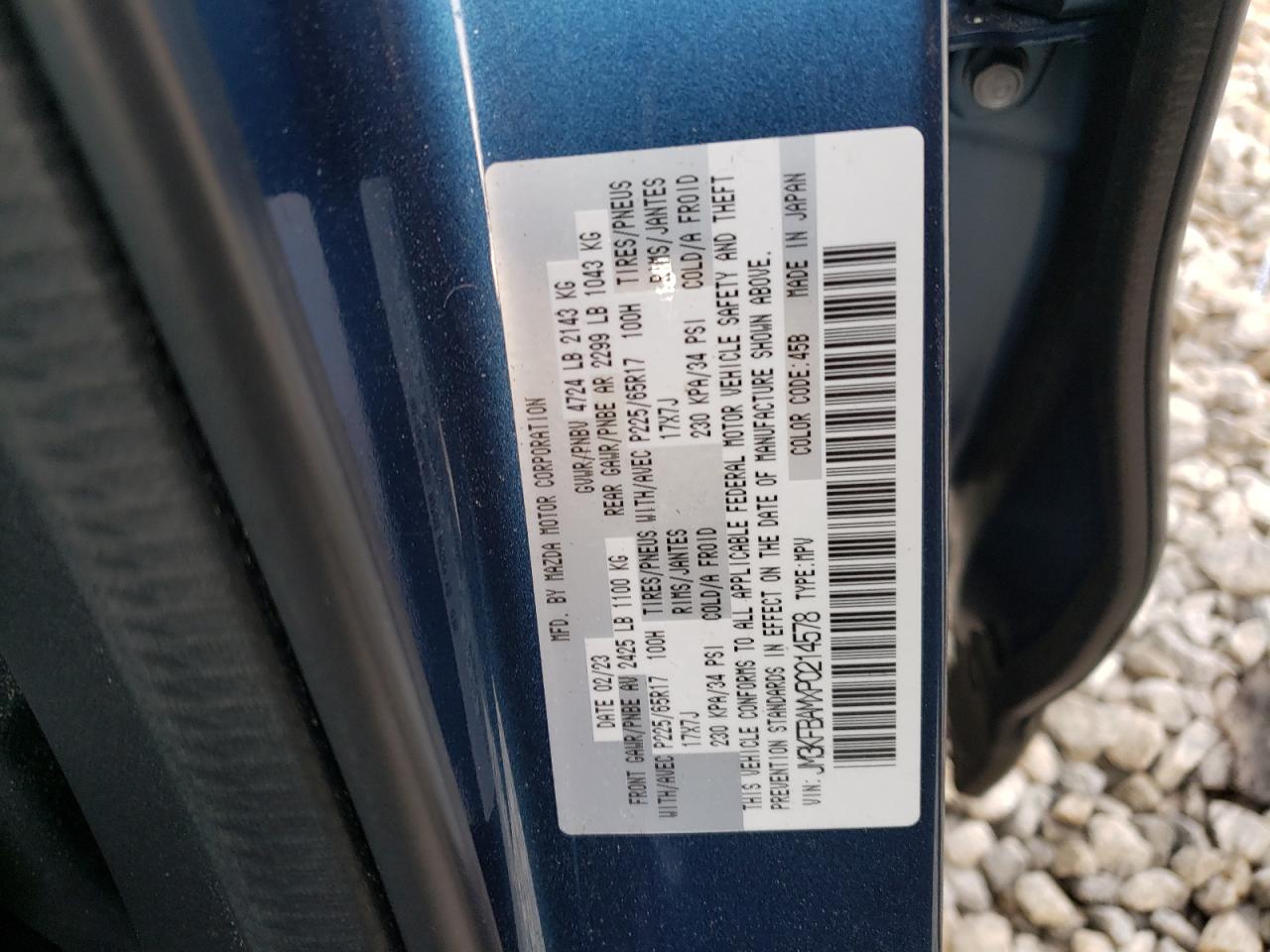 2023 MAZDA CX-5 VIN:JM3KFBAMXP0214578