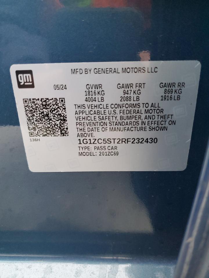 2024 CHEVROLET MALIBU LS VIN:1G1ZC5ST2RF232430