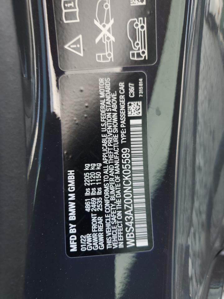 2022 BMW M4 COMPETITION VIN:WBS43AZ00NCK05589