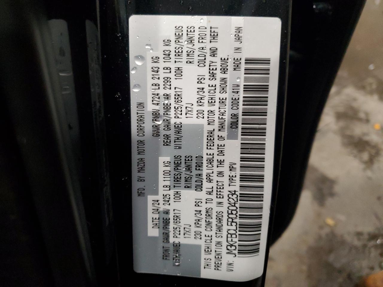 2024 MAZDA CX-5 PREFERRED VIN:JM3KFBCL5R0504234