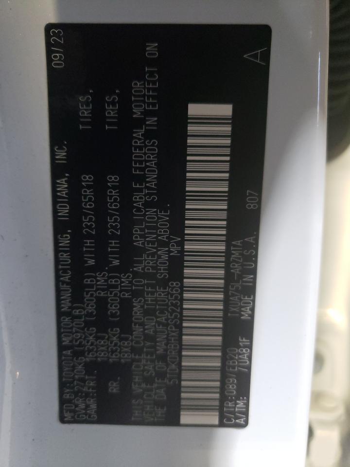 2023 TOYOTA HIGHLANDER L VIN:5TDKDRBHXPS523568