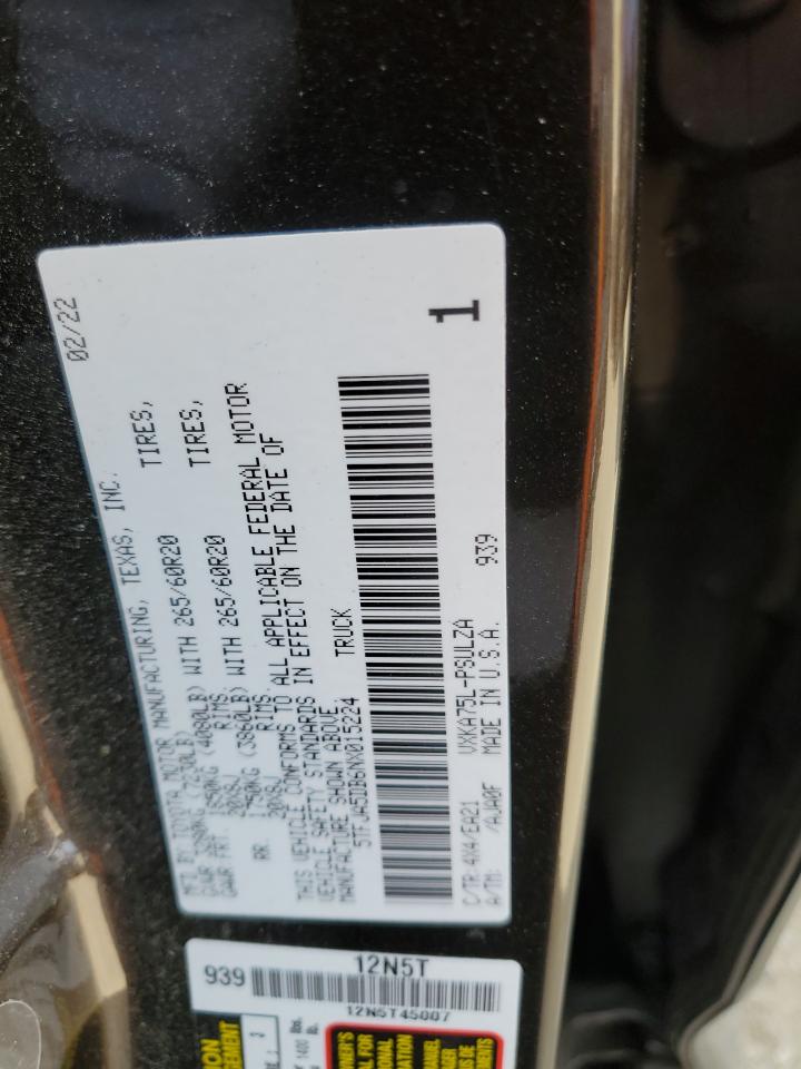 2022 TOYOTA TUNDRA CREWMAX LIMITED VIN:5TFJA5DB6NX015224