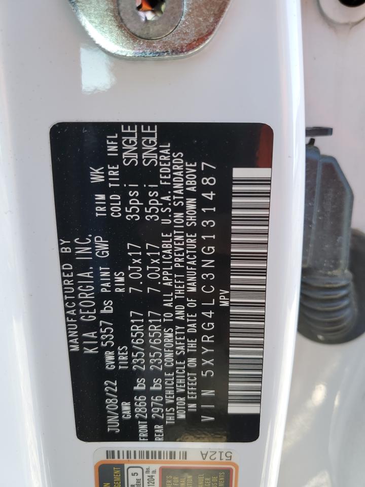 2022 KIA SORENTO LX VIN:5XYRG4LC3NG131487