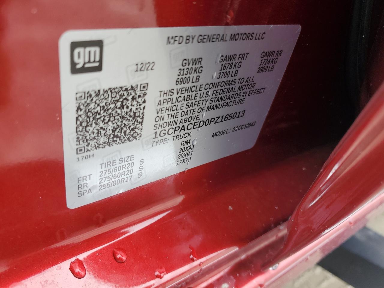 2023 CHEVROLET SILVERADO C1500 LT VIN:1GCPACED0PZ165013