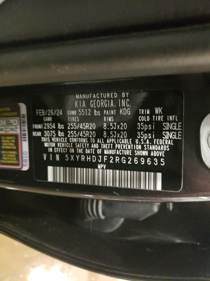 2024 KIA SORENTO EX VIN:5XYRHDJF2RG269635