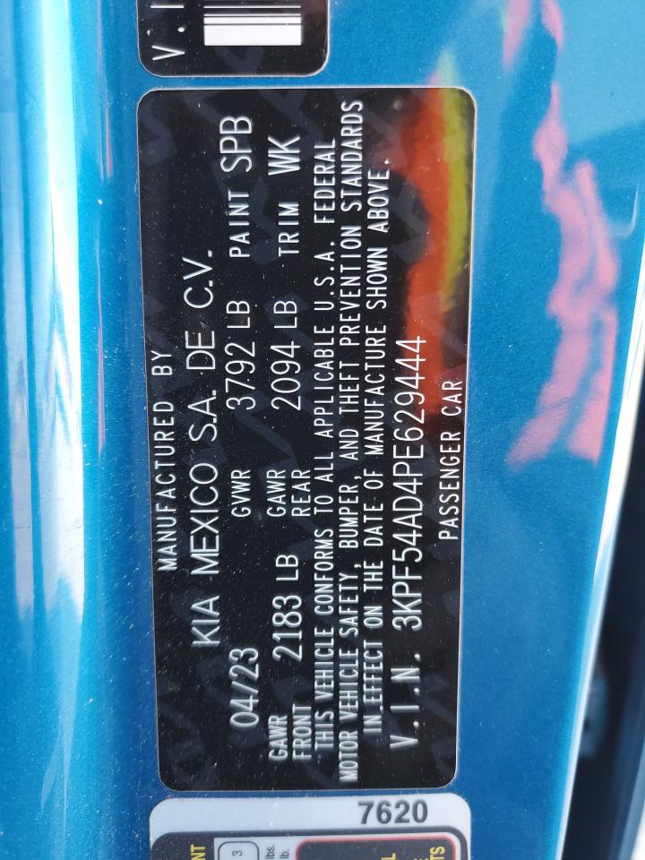 2023 KIA FORTE GT LINE VIN:3KPF54AD4PE629444