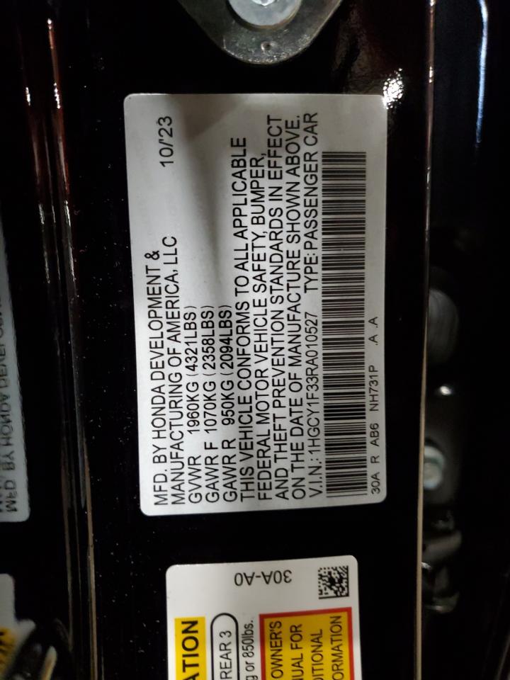 2024 HONDA ACCORD EX VIN:1HGCY1F33RA010527