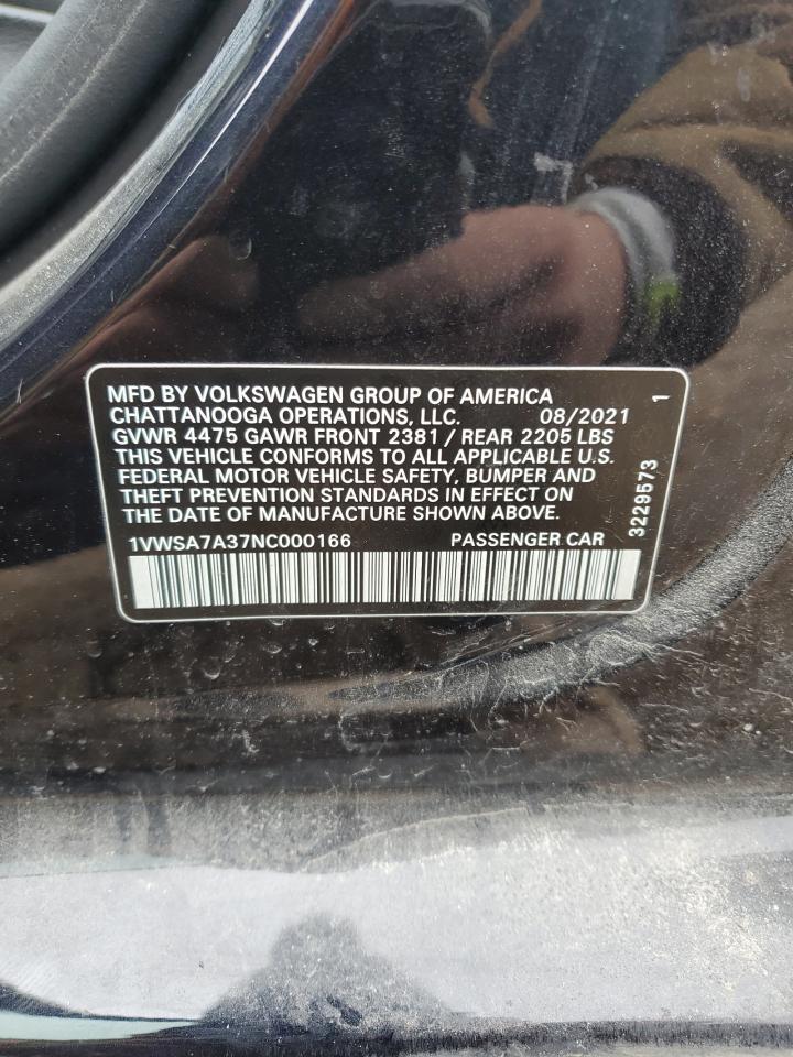 2022 VOLKSWAGEN PASSAT SE VIN:1VWSA7A37NC000166