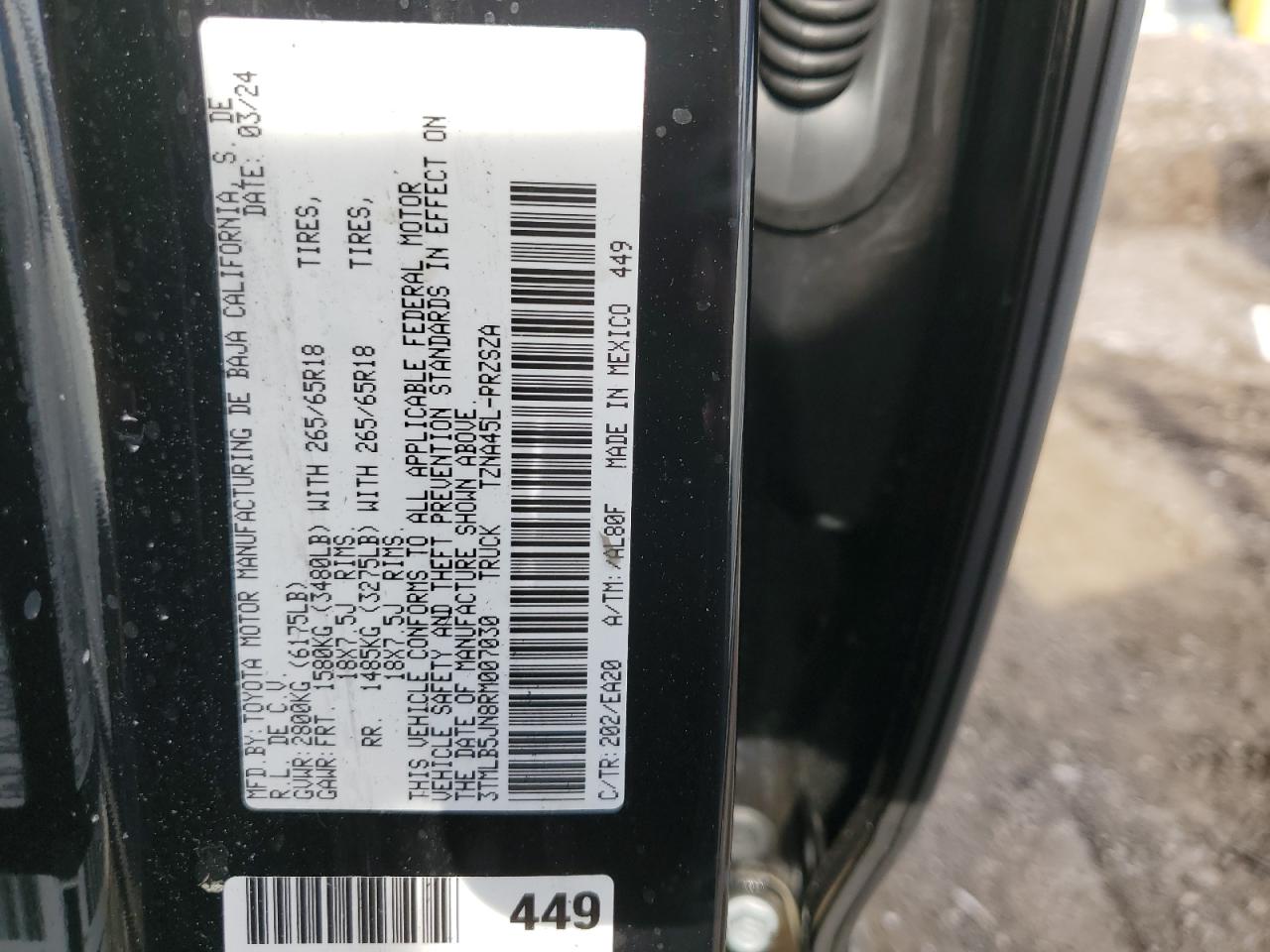 2024 TOYOTA TACOMA DOUBLE CAB VIN:3TMLB5JN8RM007030