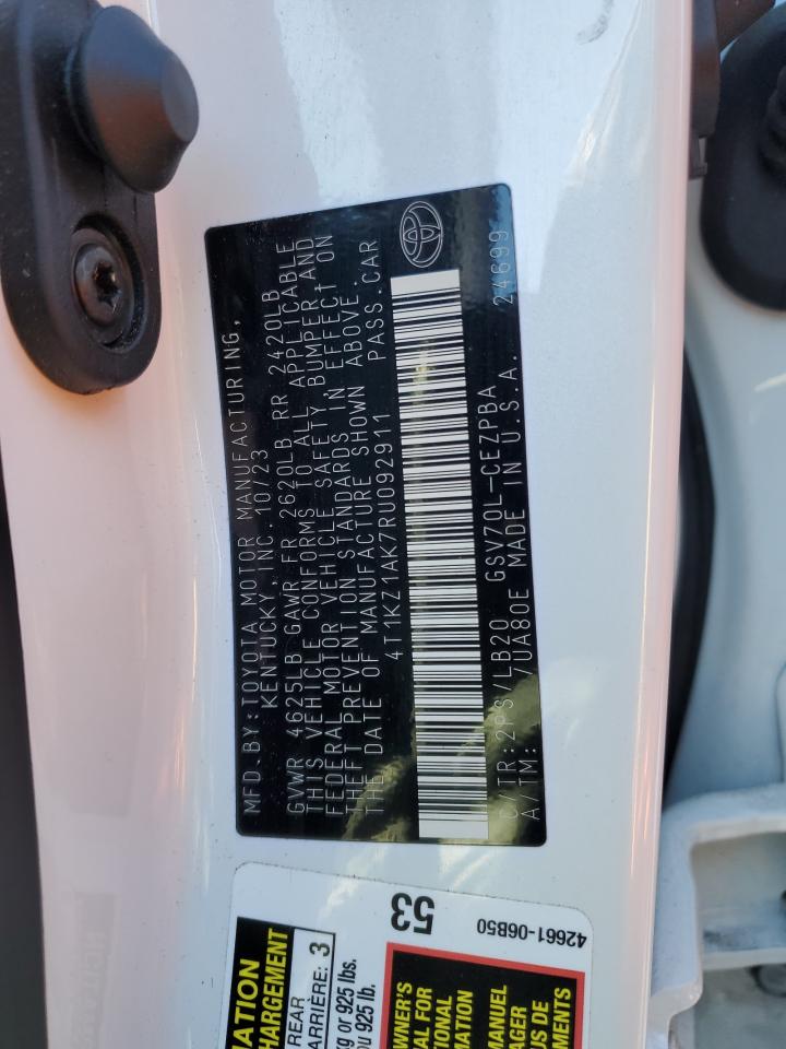 2024 TOYOTA CAMRY TRD VIN:4T1KZ1AK7RU092911