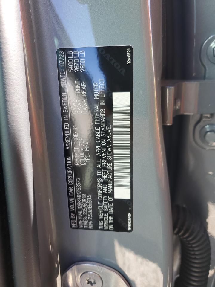 2024 VOLVO XC60 CORE VIN:YV4L12RK4R1763573