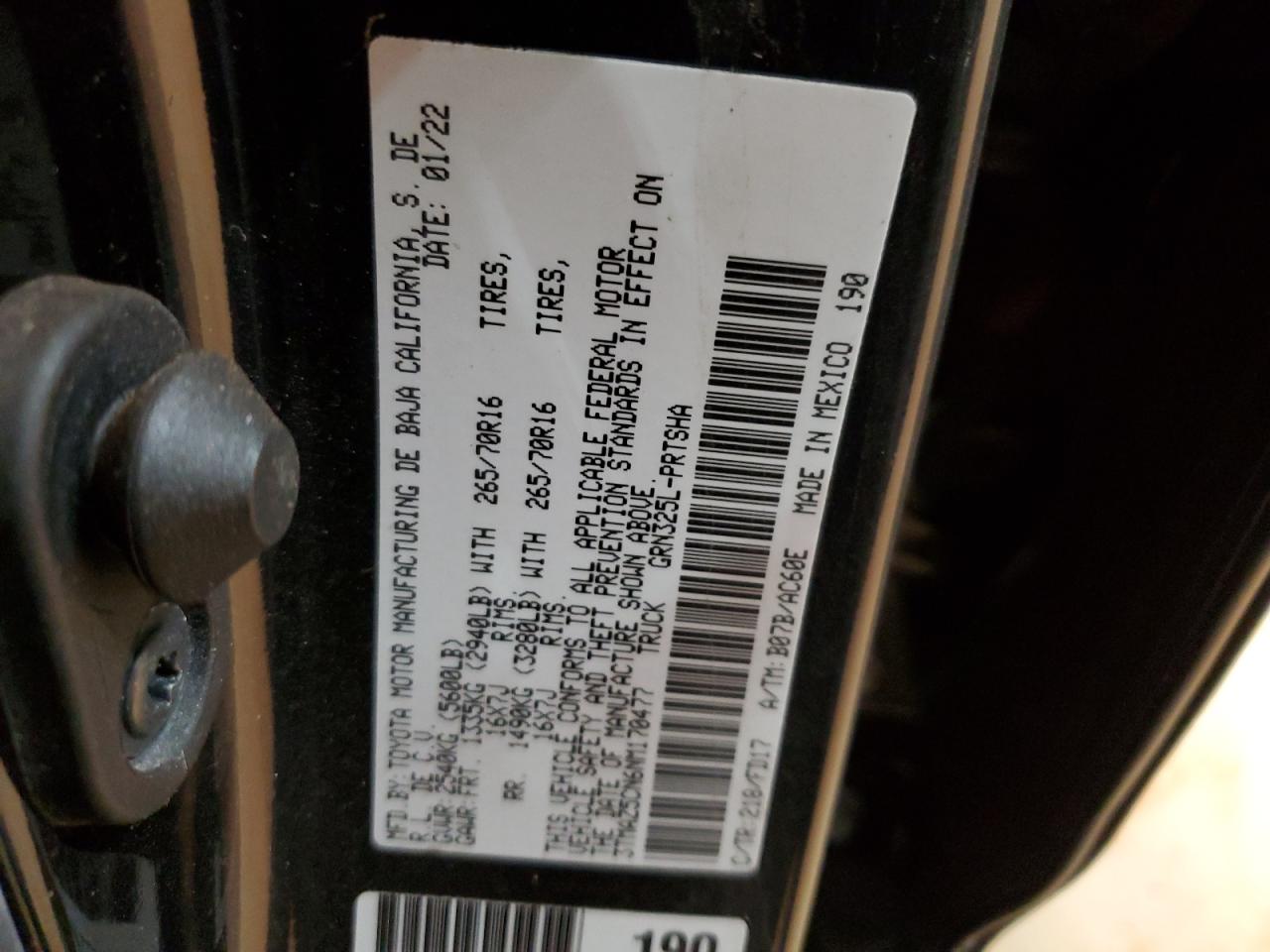 2022 TOYOTA TACOMA DOUBLE CAB VIN:3TMAZ5CN6NM170477