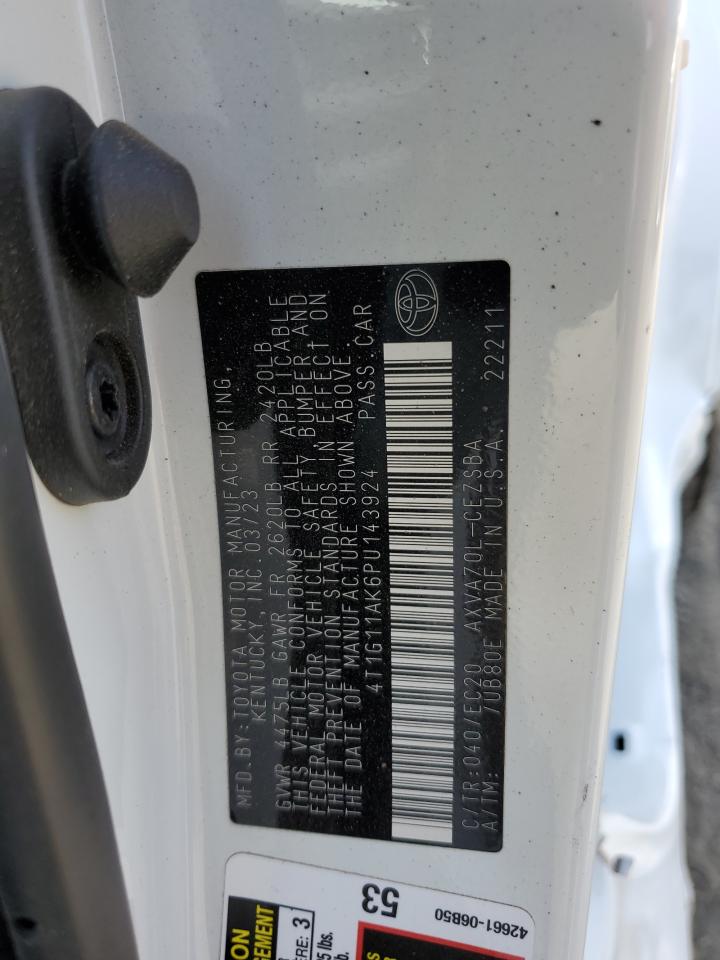 2023 TOYOTA CAMRY SE NIGHT SHADE VIN:4T1G11AK6PU143924