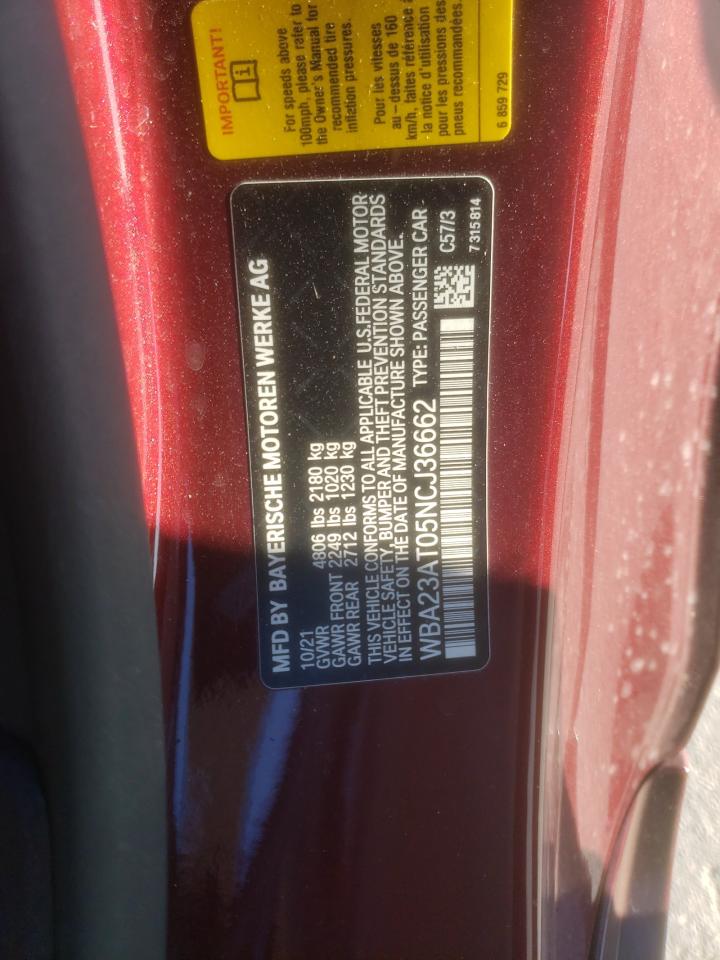 2022 BMW 430I VIN:WBA23AT05NCJ36662