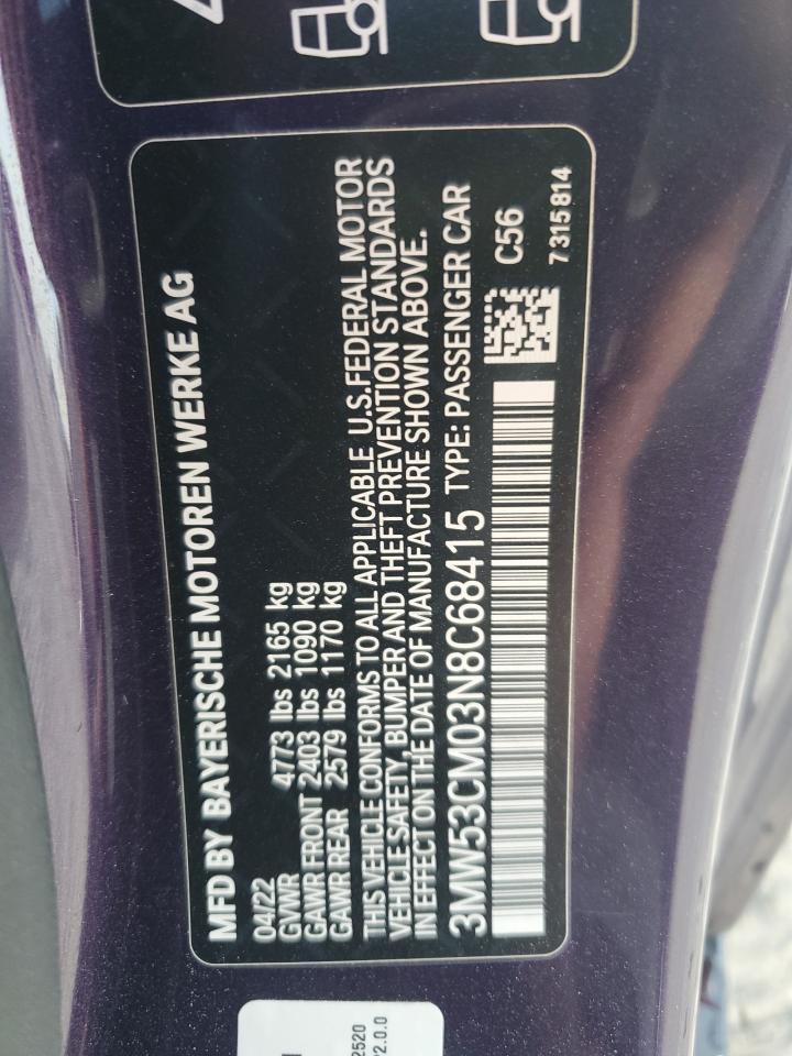 2022 BMW M240XI VIN:3MW53CM03N8C68415