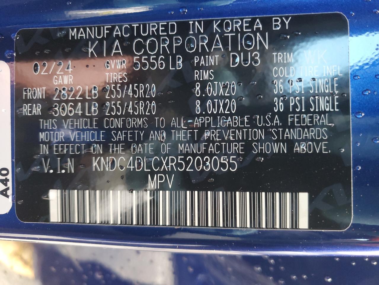 2024 KIA EV6 GT LINE VIN:KNDC4DLCXR5203055