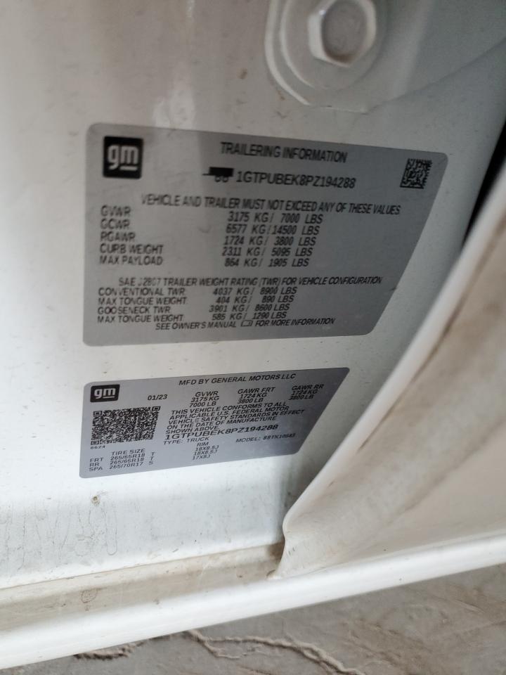 2023 GMC SIERRA K1500 SLE VIN:1GTPUBEK8PZ194288
