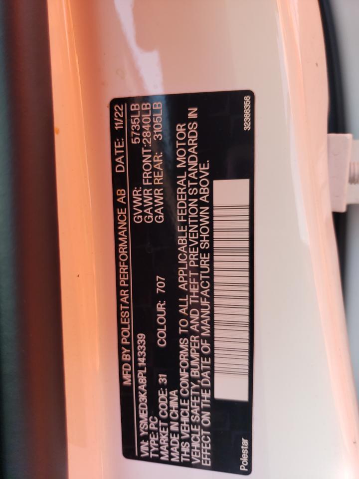 2023 POLESTAR 2 VIN:YSMED3KA8PL143339