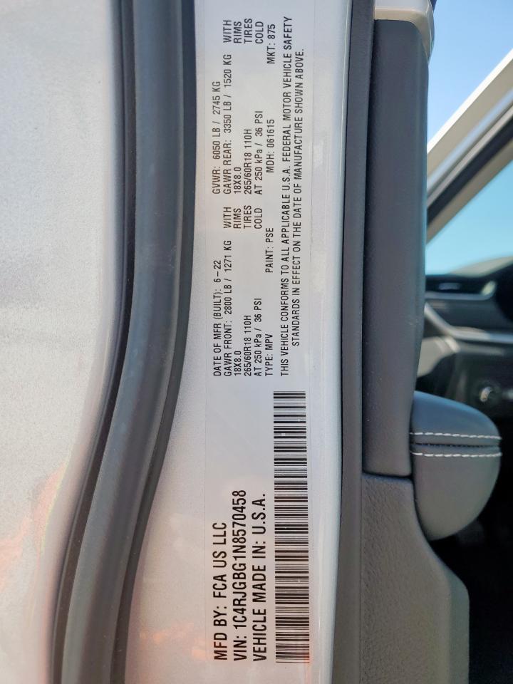 2022 JEEP GRAND CHEROKEE LIMITED VIN:1C4RJGBG1N8570458