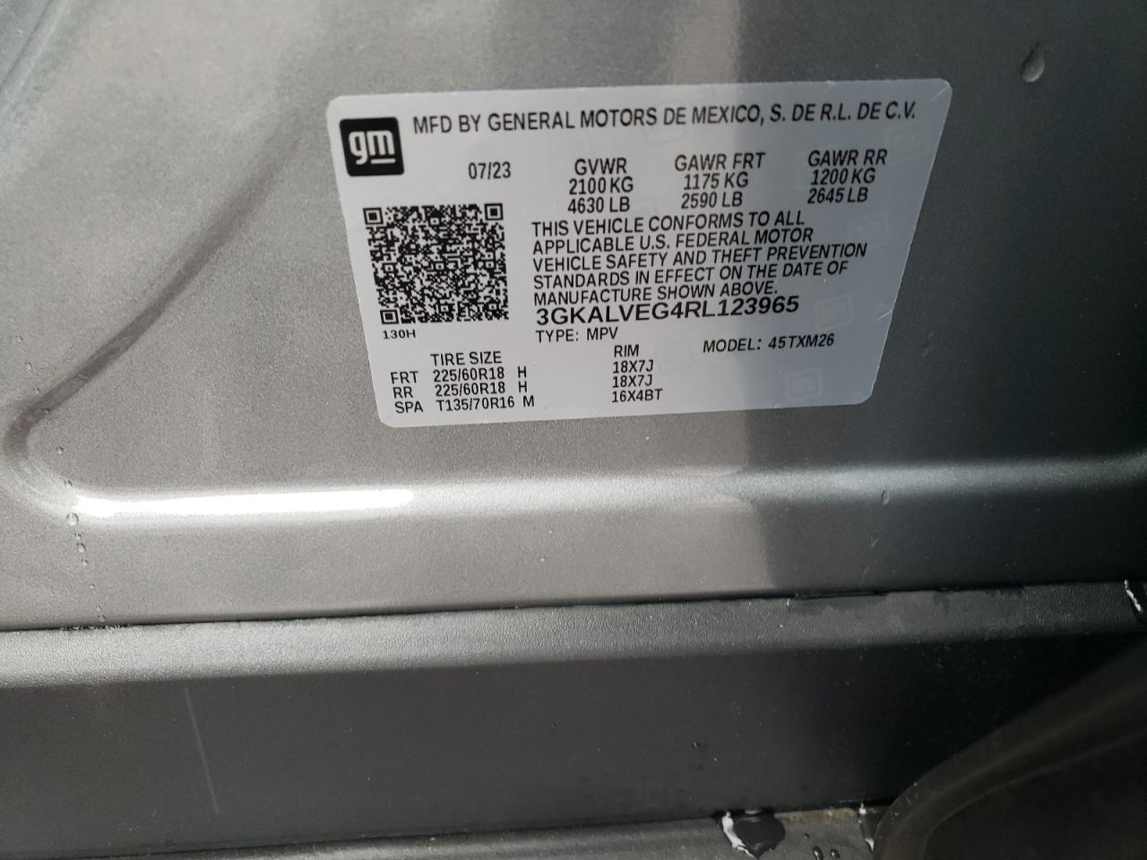 2024 GMC TERRAIN SLT VIN:3GKALVEG4RL123965